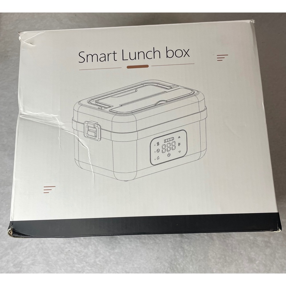 Smart Electric Heating Lunch Box 1L Portable Food Warmer Digital Display 60W Blk